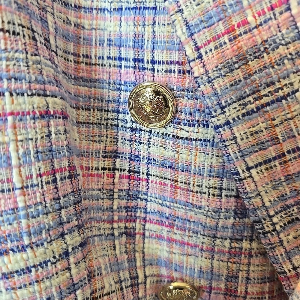 Talbots Pastel Tweed Double-Breasted Blazer in Pink, Blue, Lavender - Picture 4 of 15